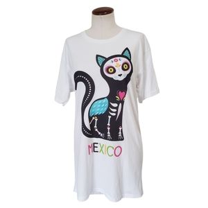 Redbubble She-Hulk Cat Sugar Skull Dia De Los Muertos Mexico Long T-shirt Dress